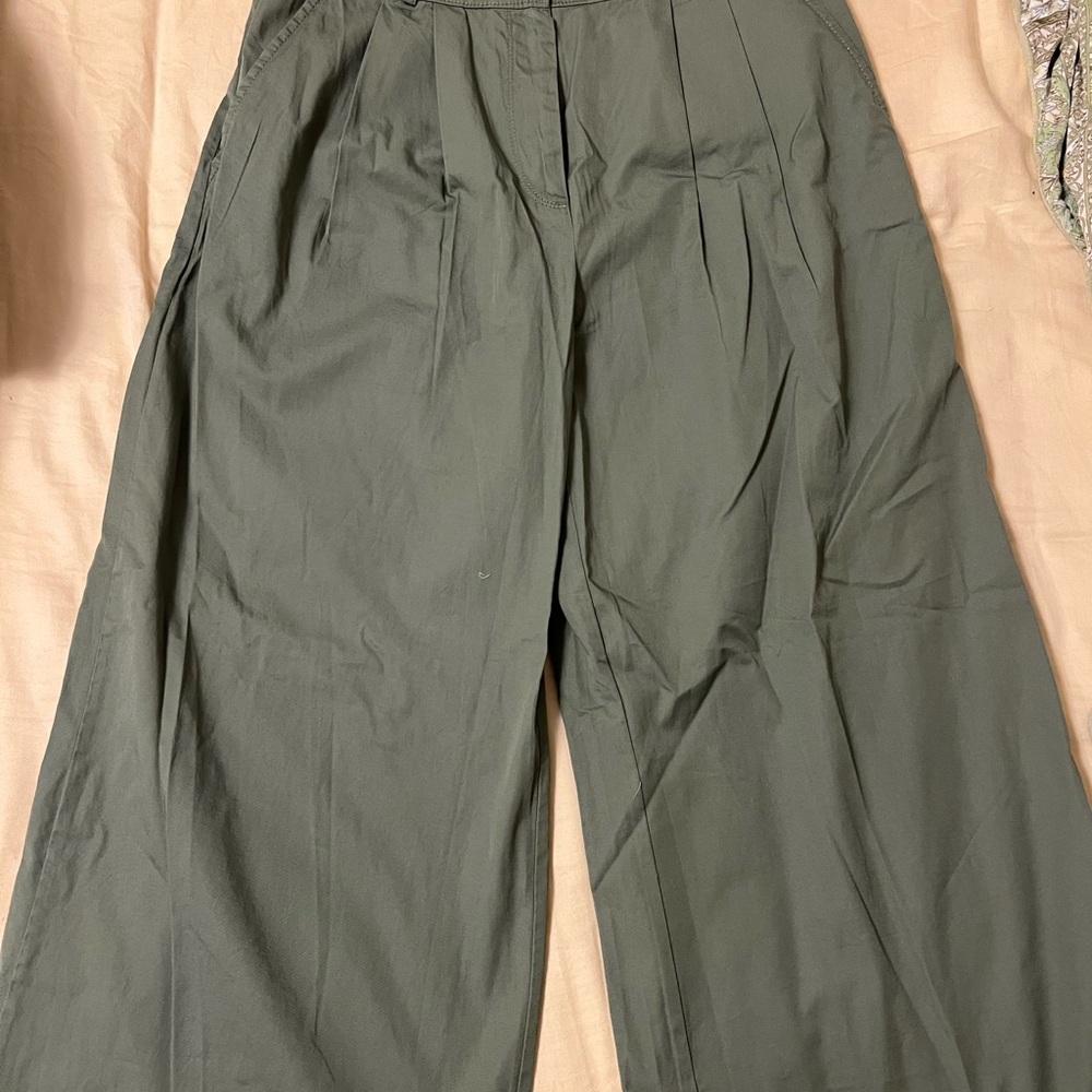 LOFT Wide Leg Pants - Olive Green